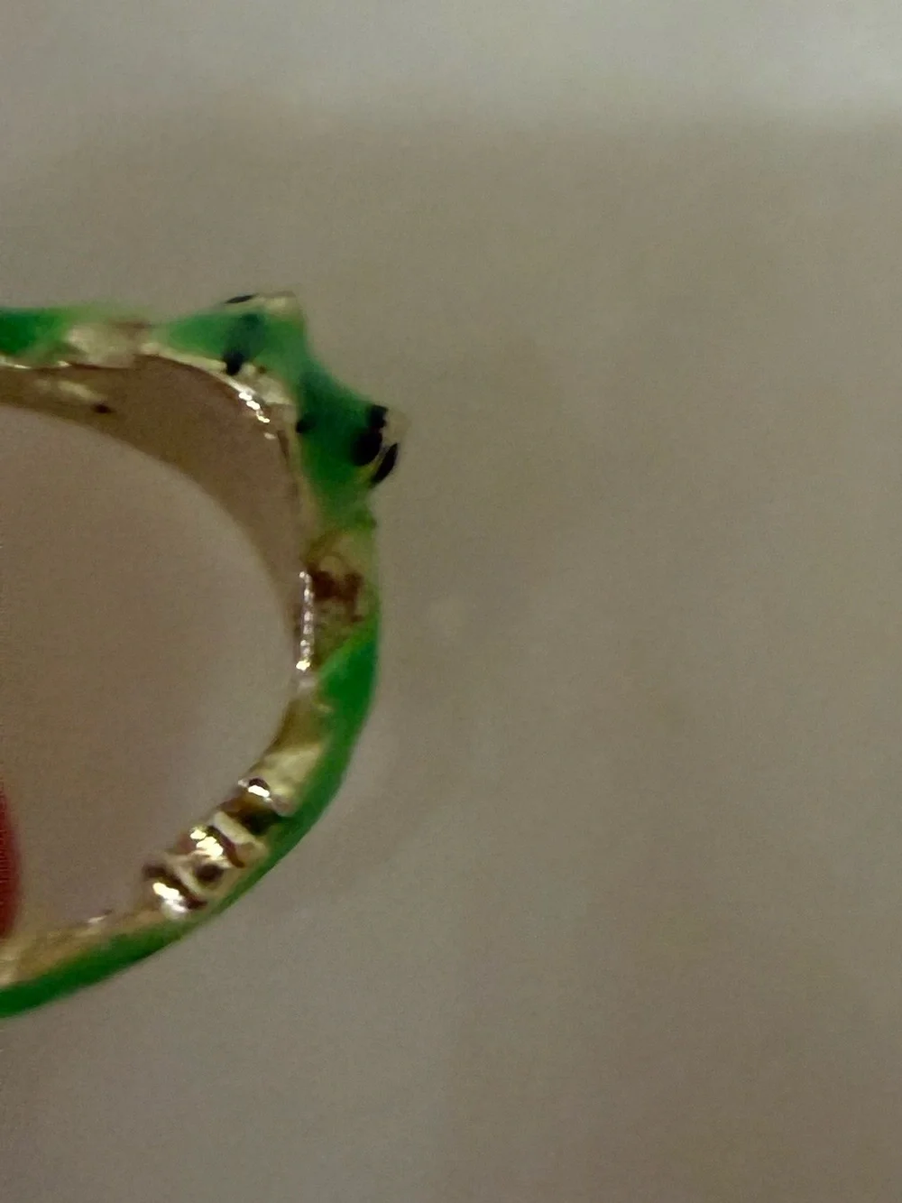 Green Enamel Frog Charm with Gold Accents